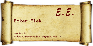 Ecker Elek névjegykártya